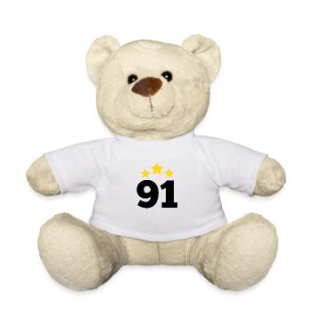 91 Years Star - 91st Anniversary Gift - Teddy Bear - white - Front