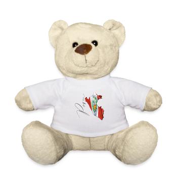 Peru Flagge in der Peru Landkarte EN - Teddy - Weiß - Vorne