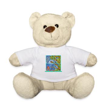 Funny Kawaii Cute Tree Branch Tapping Classic Art - Teddy Bear - white - Front