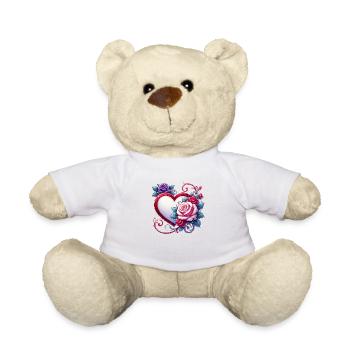 Ewige Liebe: Rosen & Herz - Teddy - Weiß - Vorne