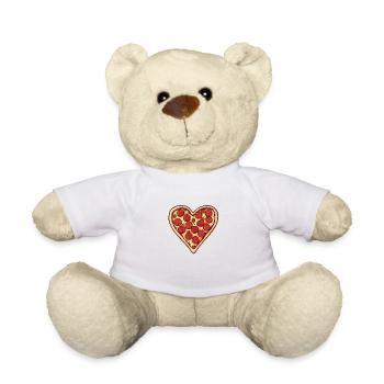 Pizza Herz Valentinstag Geschenk - Teddy - Weiß - Vorne