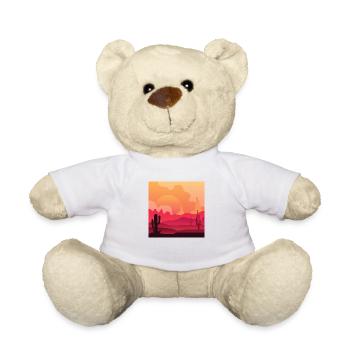 Desert Cactus Silhouette Sunset - Teddy Bear - white - Front