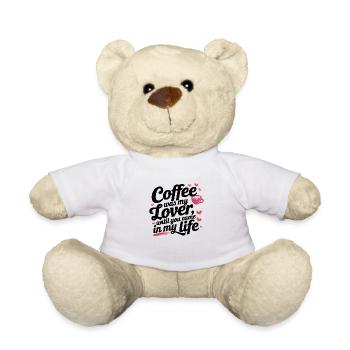 Love Over Coffee – Funny Romantic Tee - Teddy Bear - white - Front
