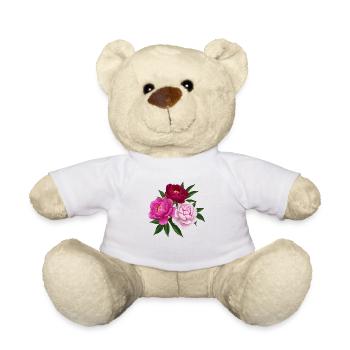 Peony pink white and red - Teddy Bear - white - Front