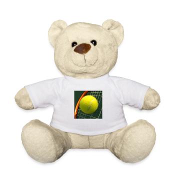 Tennis racket and tennis ball - Teddy Bear - white - Front