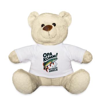 Opa komm wir gehen Angeln - springender Hecht - Teddy - Weiß - Vorne
