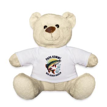 Papa komm wir gehen Angeln springender Hecht - Teddy - Weiß - Vorne