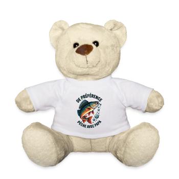 Pêche avec papa T-shirt de pêche pour enfants - Nounours - blanc - Devant