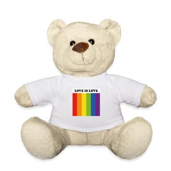 Drapeau LGBT LOVE IS LOVE - Nounours - blanc - Devant
