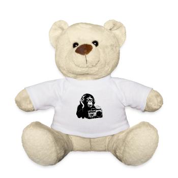 Singe avec magnétophone à cassette - Nounours - blanc - Devant