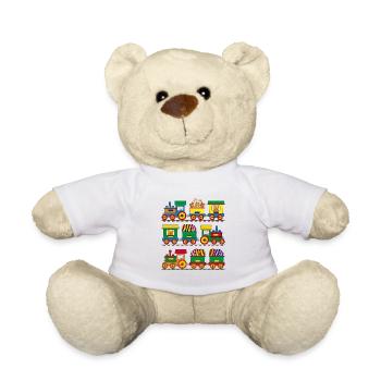 Small railways with teddies and doughnuts - Teddy Bear - white - Front