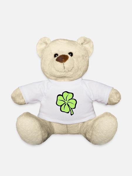 trefle 4 feuille porte bonheur 1 - Nounours - blanc