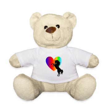 steigendes Pferd Herz Pferdeliebe Pferde Geschenk - Teddy - Weiß - Vorne
