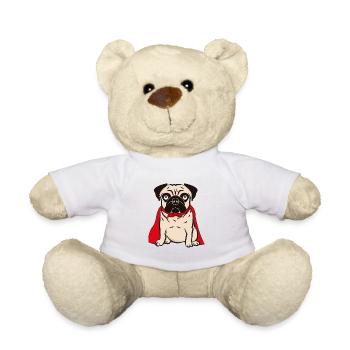 Chien de super-héros carlin - Nounours - blanc - Devant