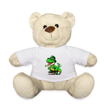 Dinosaure T-Rex de la Saint-Patrick avec chapeau - Nounours - blanc - Devant