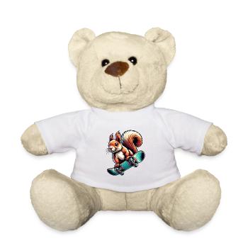 Skateboard Sport Squirrel Nuts Animal Lover - Teddy Bear - white - Front