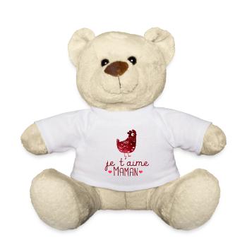 je t aime maman fête des mères cadeau maman - Nounours - blanc - Devant