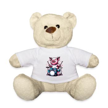 Coole Schwein Trommler Bauernhof Band - Teddy - Weiß - Vorne
