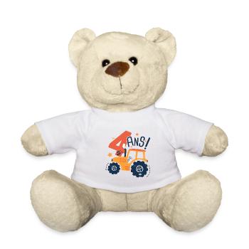 4 ans anniversaire tracteur - Nounours - blanc - Devant