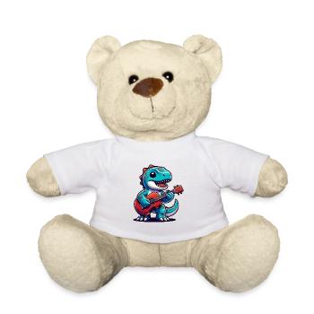 Cute Dino Guitarist Design - Teddy Bear - white - Front