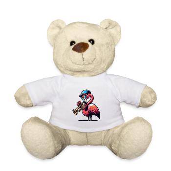 Cool trumpet flamingo with hat - Teddy Bear - white - Front