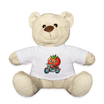 Drôle de tomate chevauchant sur la moto - Nounours - blanc - Devant