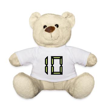 10 ANS. 10e ANNIVERSAIRE. ANNIVERSAIRE 10 ANS. 10 - Nounours - blanc - Devant