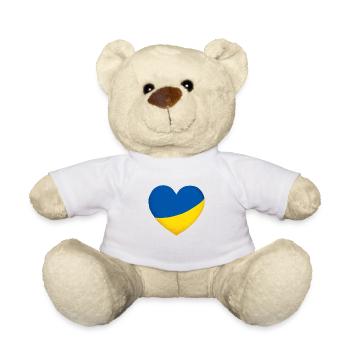Ukraine, ukrainische Flagge, ukrainische Flagge - Teddy - Weiß - Vorne