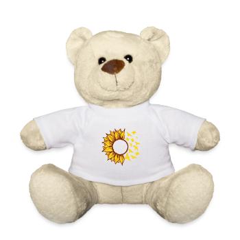 Sonnenblumen rund Vögel 2 Farbe 3 - Teddy - Weiß - Vorne