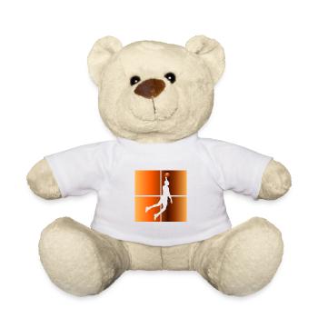 Un joueur de basket-ball saute haut dans le cerceau d’air - Nounours - blanc - Devant