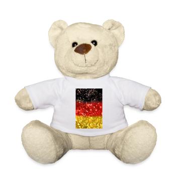 05 Allemagne Drapeau Drapeau Paillettes Poster Shirt - Nounours - blanc - Devant