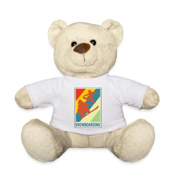 Vintage Retro Style Snowboarding Snowboarder Sport - Teddy Bear - white - Front