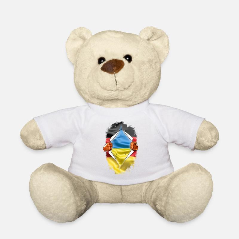 Germany German with Ukraine Heart - Teddy Bear - white
