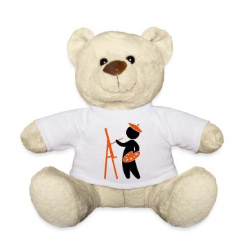 A painter working on his masterpiece - Teddy Bear - white - Front