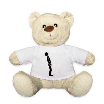 logo im stehen pinkeln pissen klo toilette erleich - Teddy - Weiß - Vorne