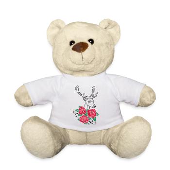 Deer Deer Antlers Roses October-Fest - Teddy Bear - white - Front