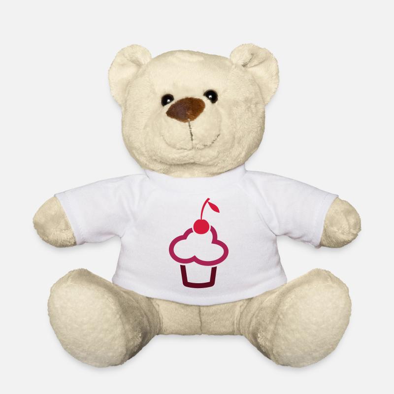 Muffin cupcake with cherry - Teddy Bear - white