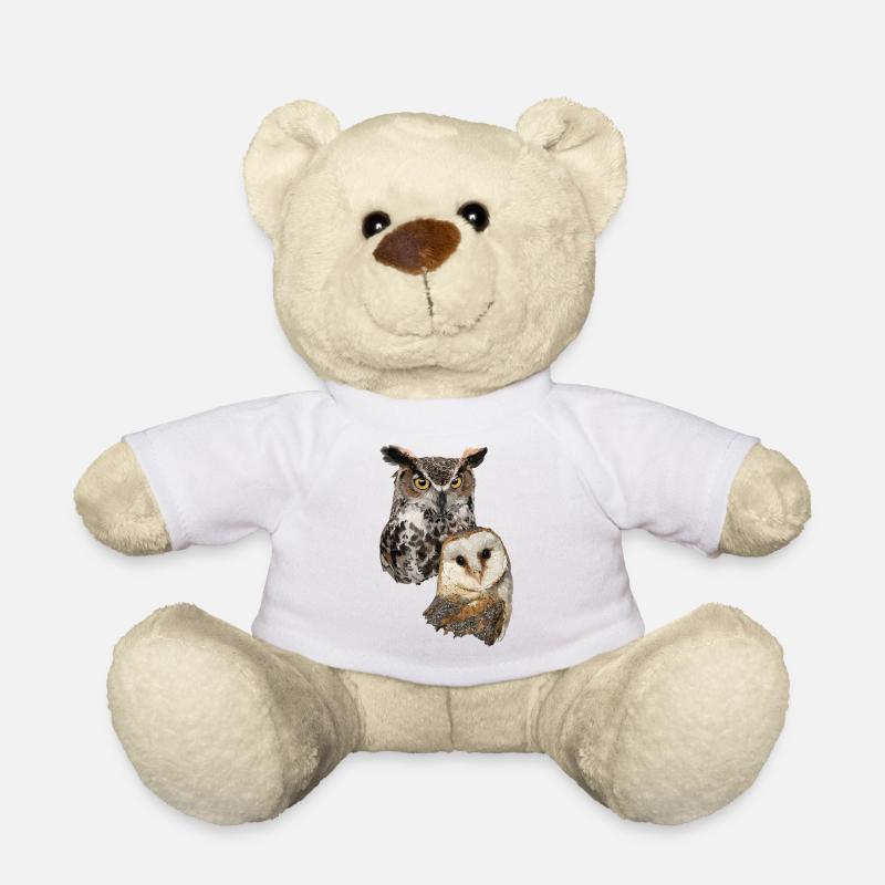 Schleiereule und amerikanische Eule - Teddy - Weiß