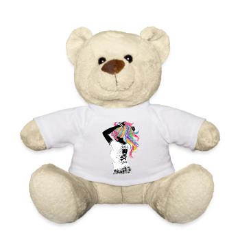 Fille cheveux colorés rocker soul - Nounours - blanc - Devant