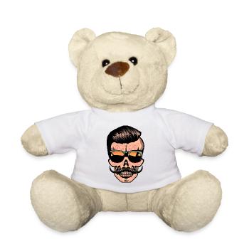hipster mexicaine tete de mort crane moustache - Nounours - blanc - Devant