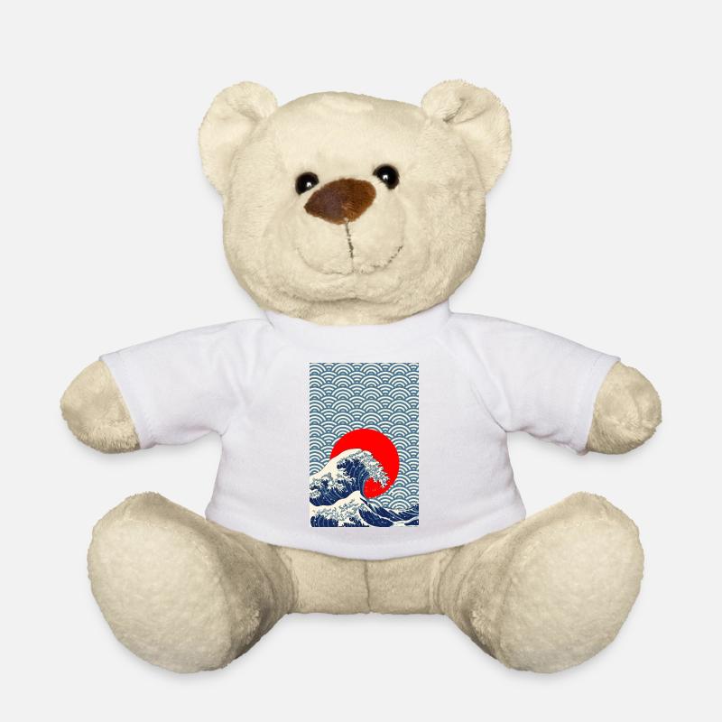 Japan retro Wave Kanagawa Stil Poster Geschenk - Teddy - Weiß