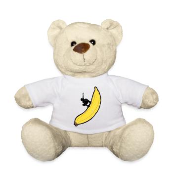 Banana Skateboarder Skater Sk8 Retro Skateboard - Teddy Bear - white - Front