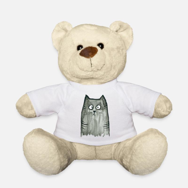 Cat grey tigered - Teddy Bear - white