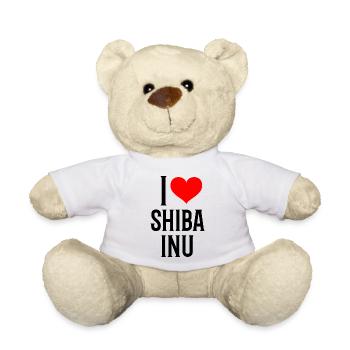 i heart shiba inu - j'aime mon shiba inu - Nounours - blanc - Devant
