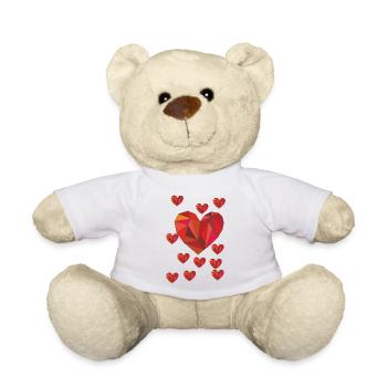 Geometric heart pattern in warm red - Teddy Bear - white - Front