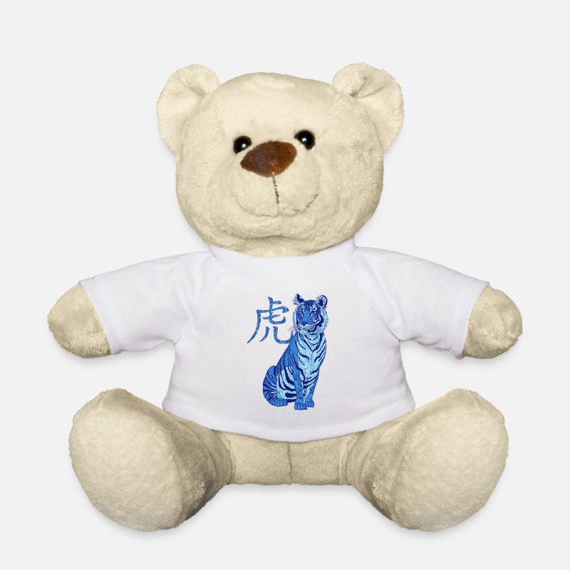 Tiger blau mit Chinesischem Schriftzeichen 2022 - Teddy - Weiß