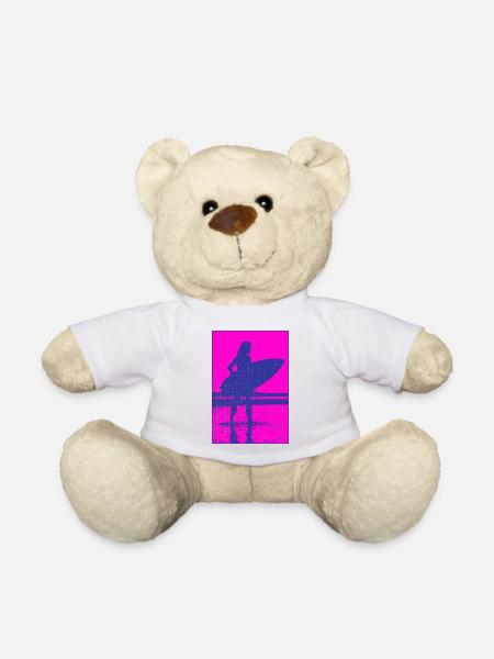 Neon-Silhouette Surferin Strand - Teddy - Weiß