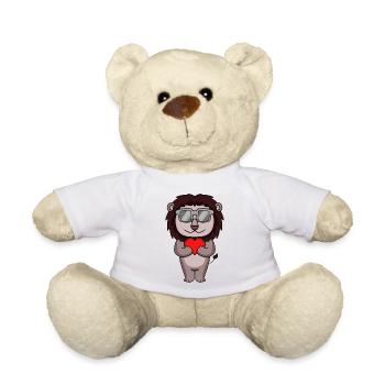 Lion with sunglasses and heart - Teddy Bear - white - Front