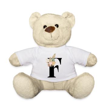 lettre F fleuris - Nounours - blanc - Devant