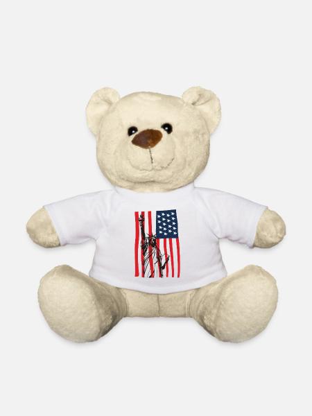 New York NYC Freiheitsstatue USA Amerika Flagge - Teddy - Weiß
